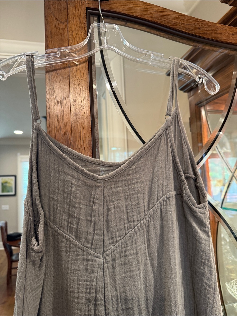Flowy Sleeveless Maxi Dress in Dusty Gray cotton gauze M - Picture 2 of 5